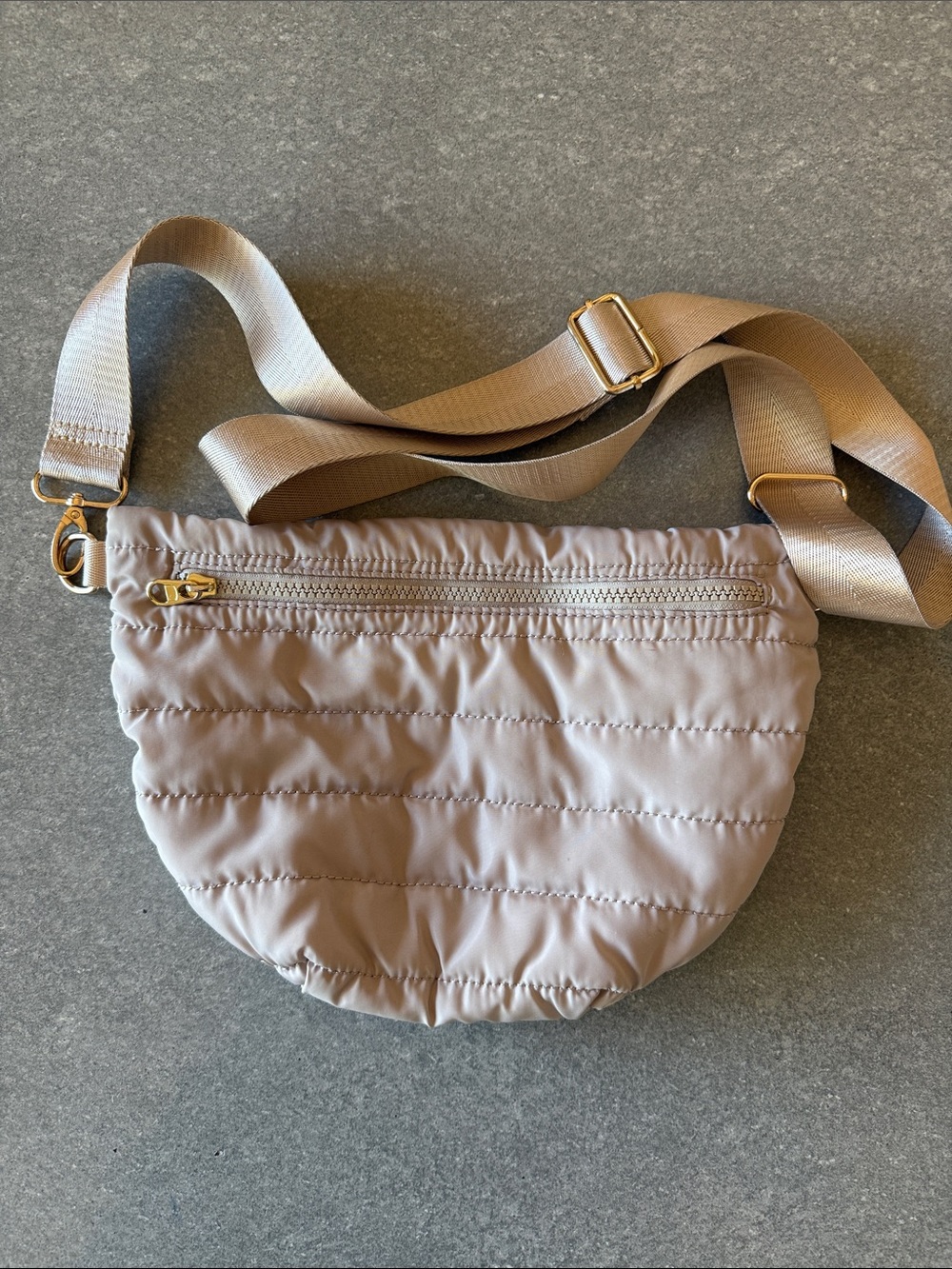 Quilted Crossbody Bag in Taupe with Adjustable Strap